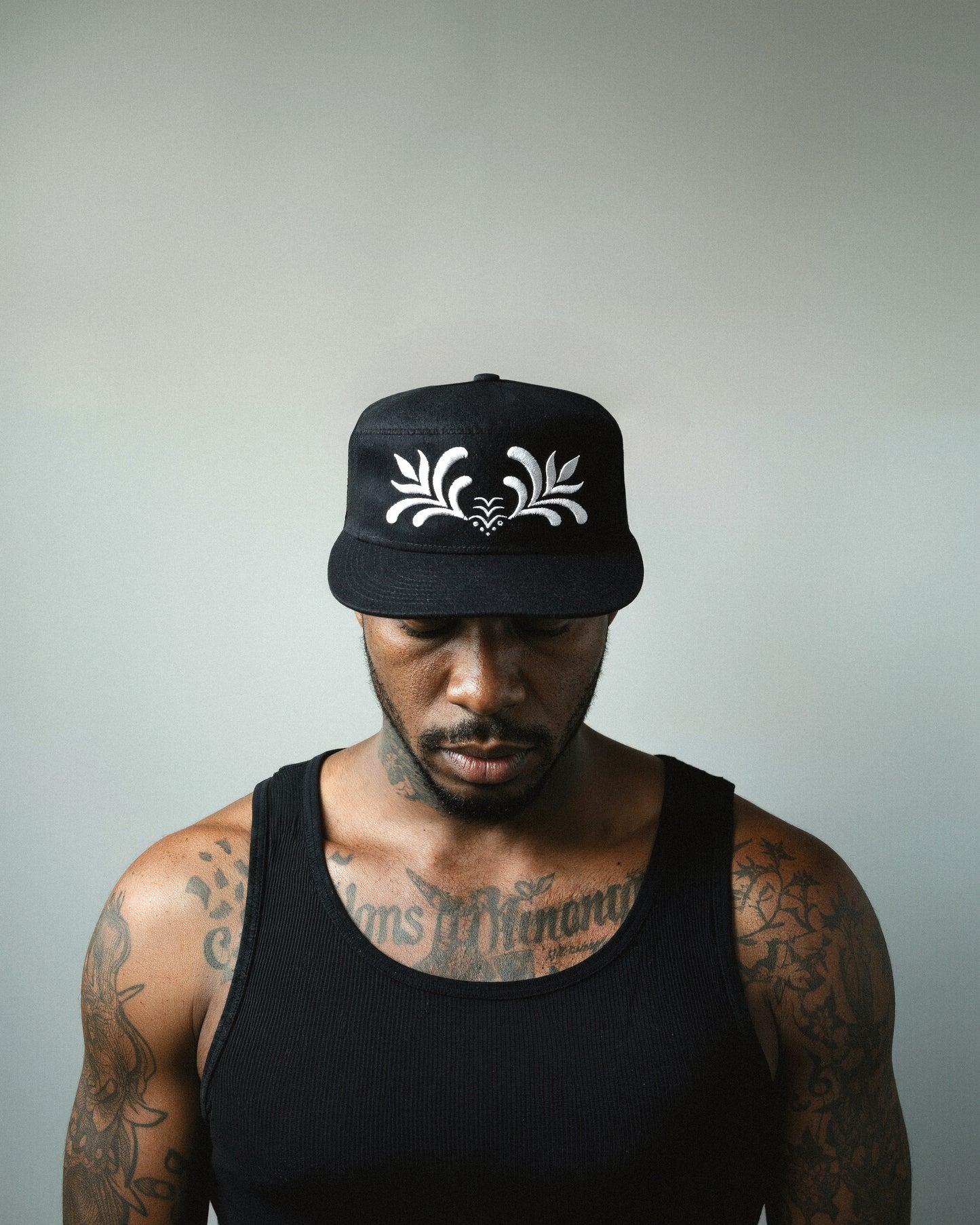 'ORNAMENTAL' PILLBOX CAP BLACK