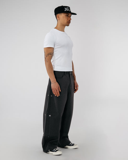 Pinstripe Modular Pants - gray