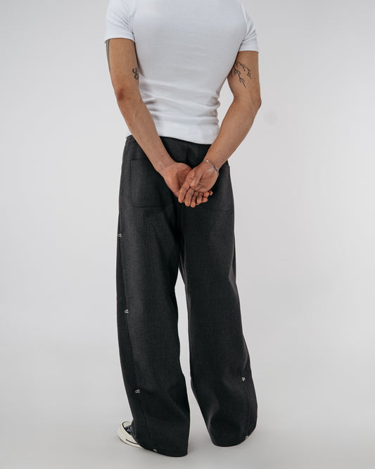 Pinstripe Modular Pants - gray