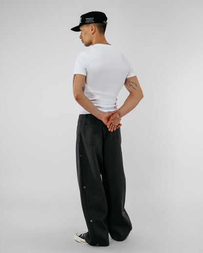 Pinstripe Modular Pants - gray