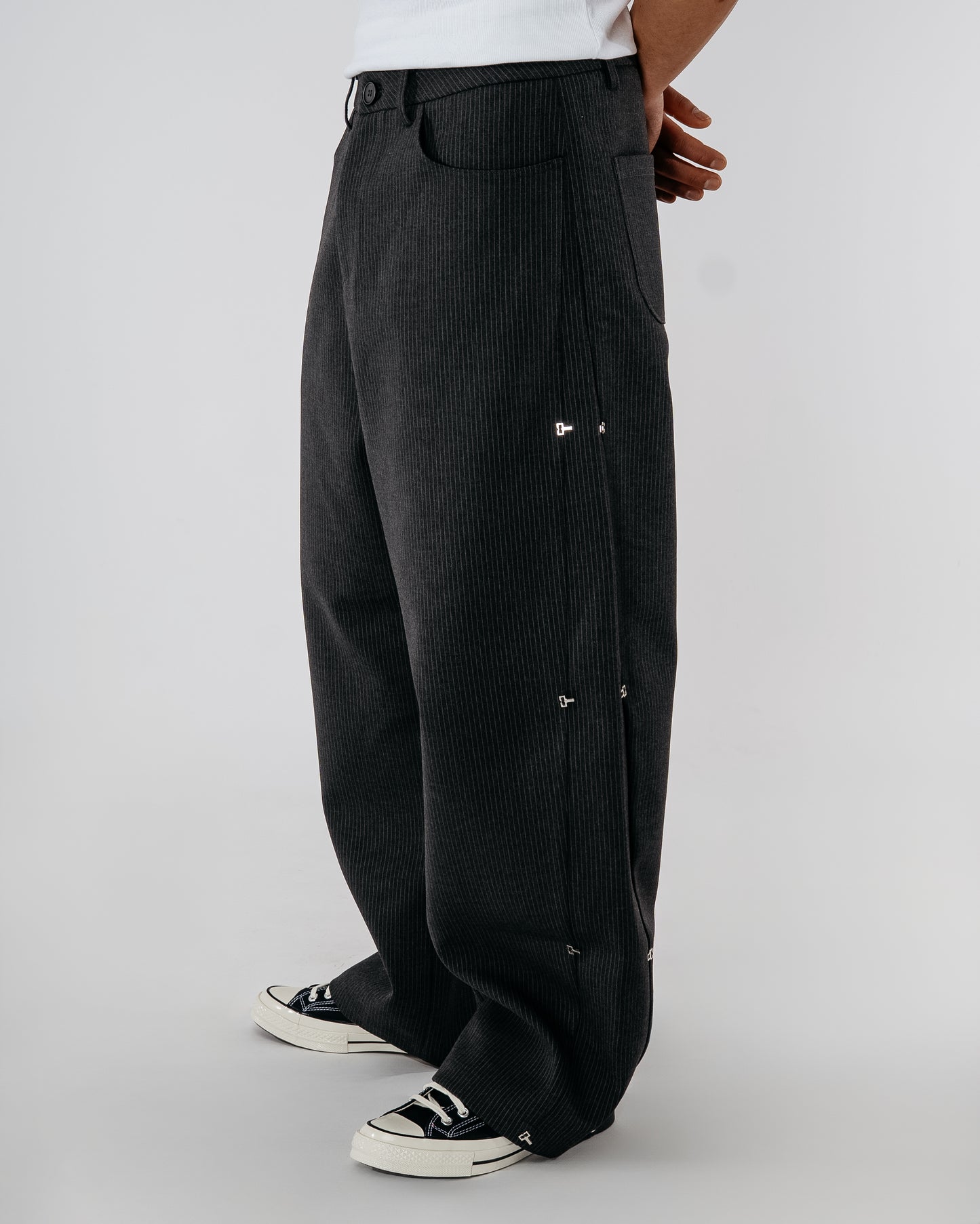 Pinstripe Modular Pants - gray