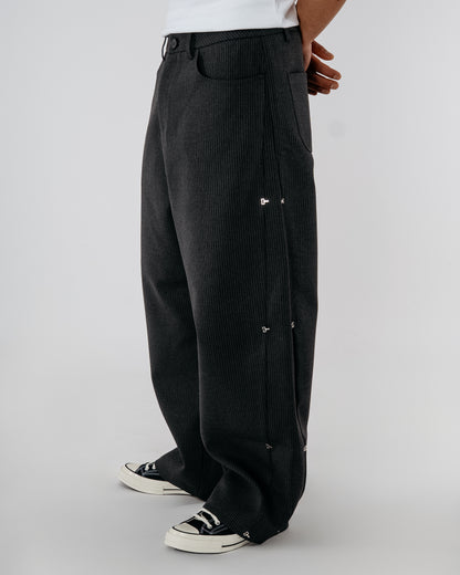 Pinstripe Modular Pants - gray