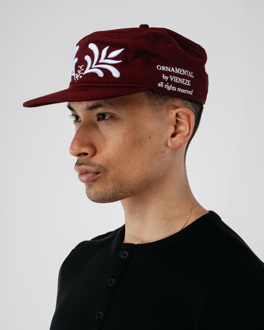 'Ornamental' Pillbox Cap - bordeaux