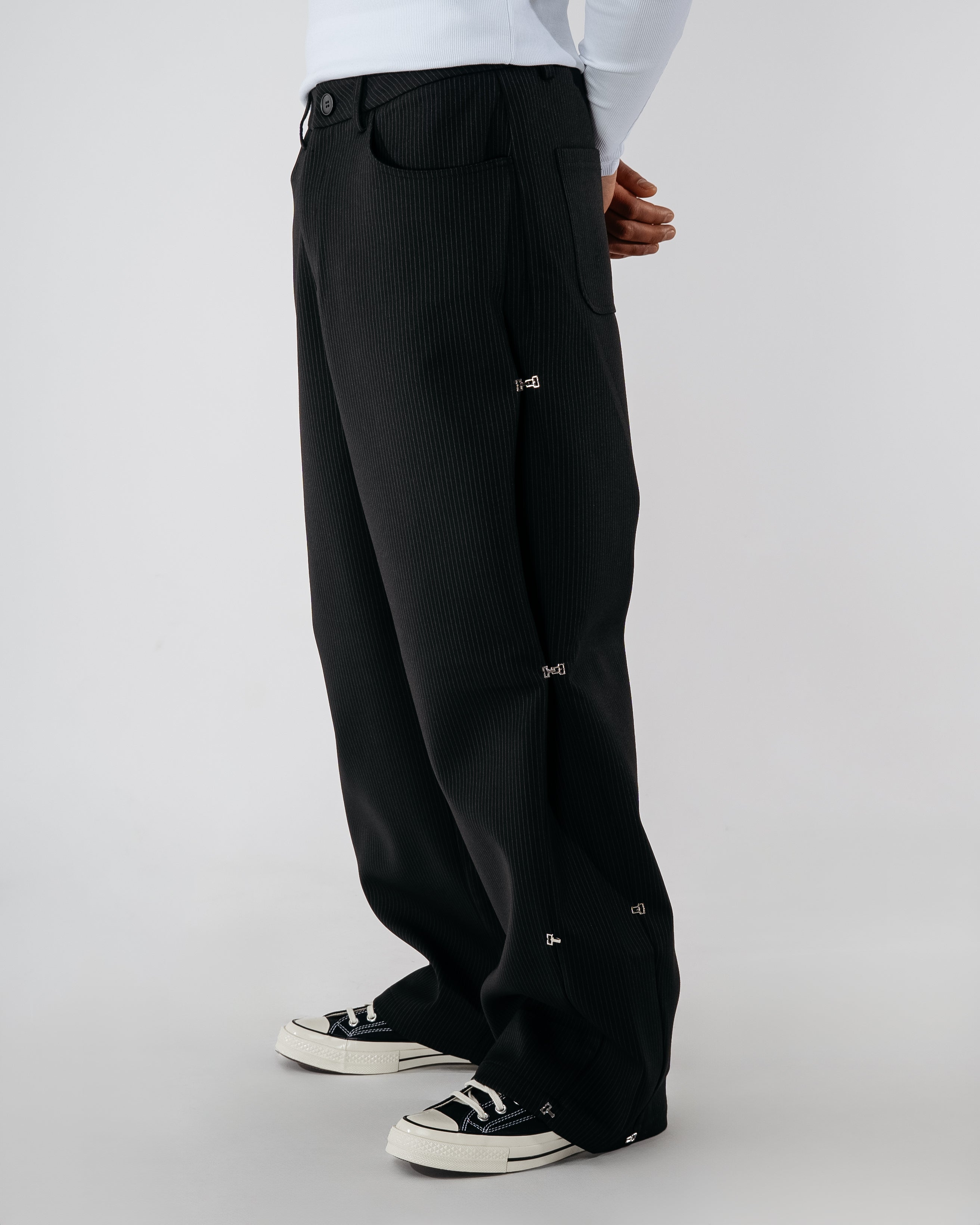 Pinstripe Modular Pants - black – VIENEZE