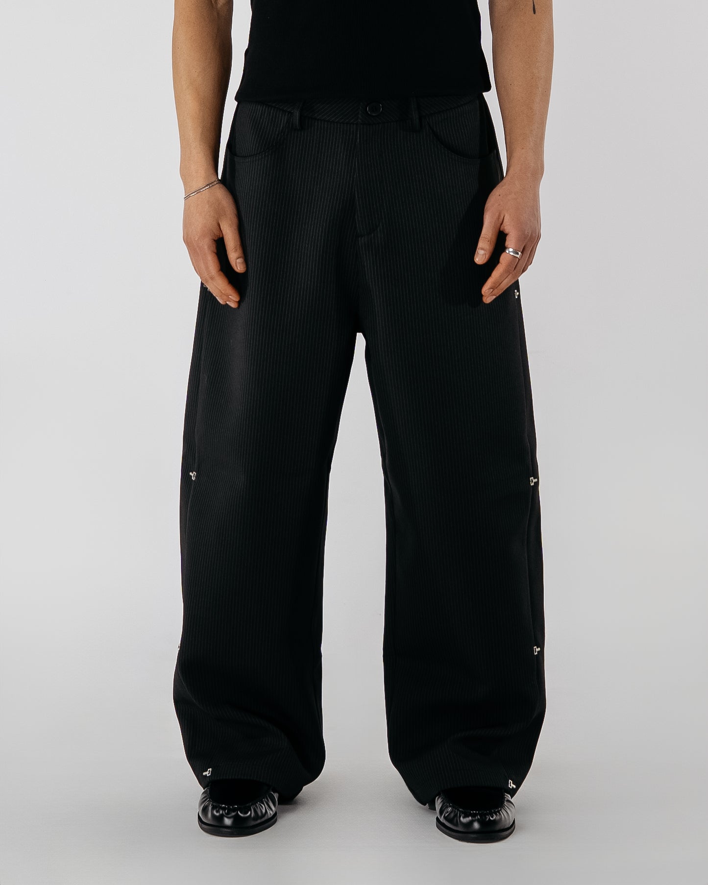 Pinstripe Modular Pants - black