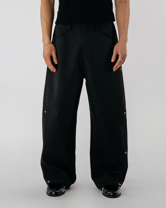 Pinstripe Modular Pants - black