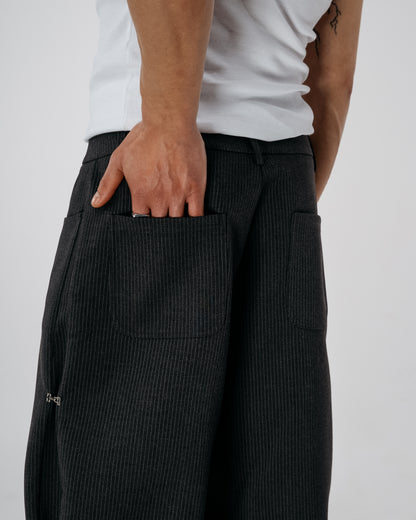 Pinstripe Modular Pants - gray