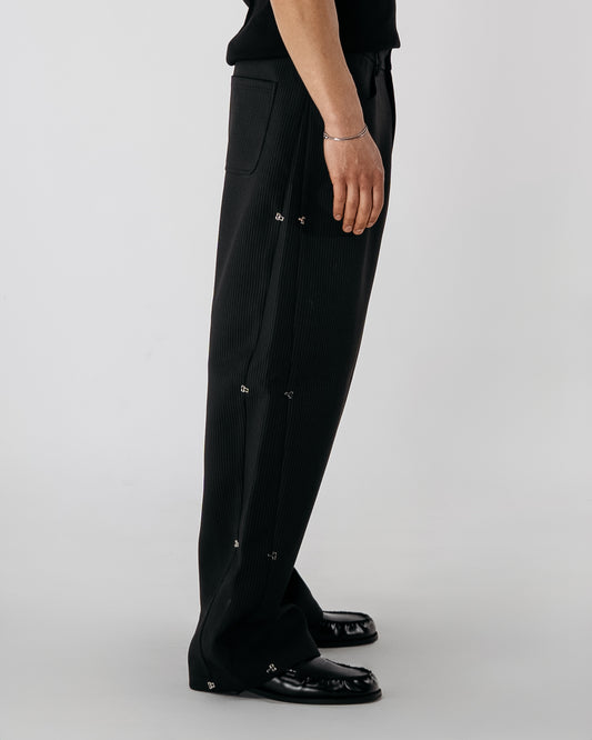 Pinstripe Modular Pants - black