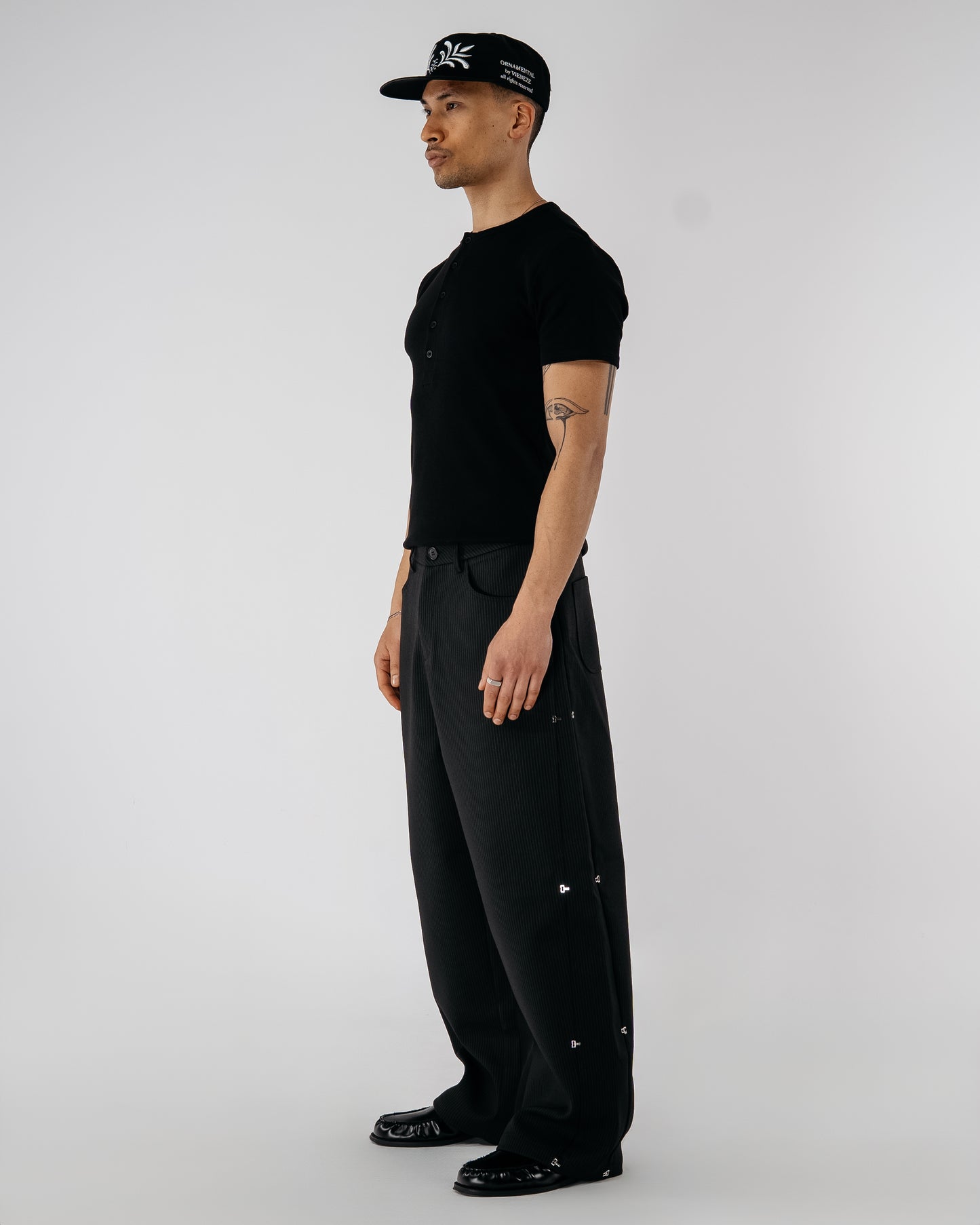 Pinstripe Modular Pants - black