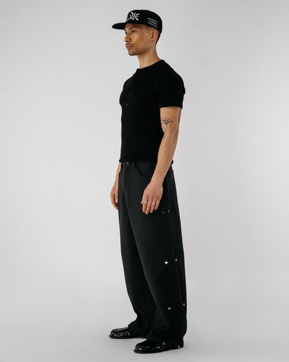 Pinstripe Modular Pants - black
