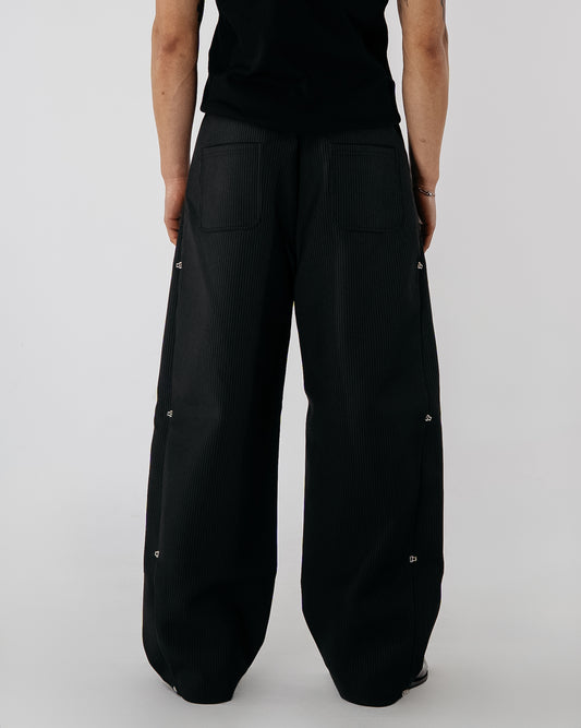Pinstripe Modular Pants - black
