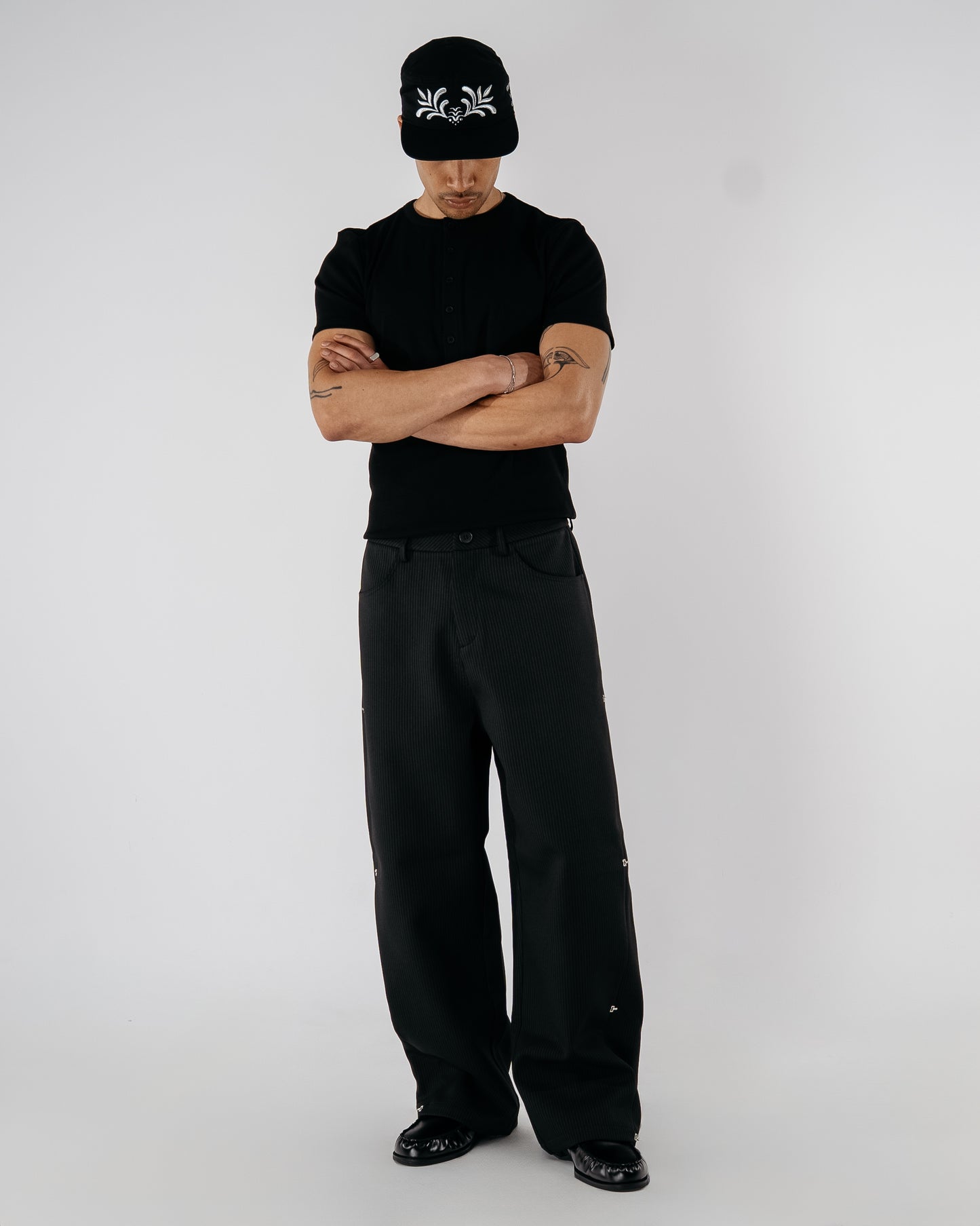 Pinstripe Modular Pants - black