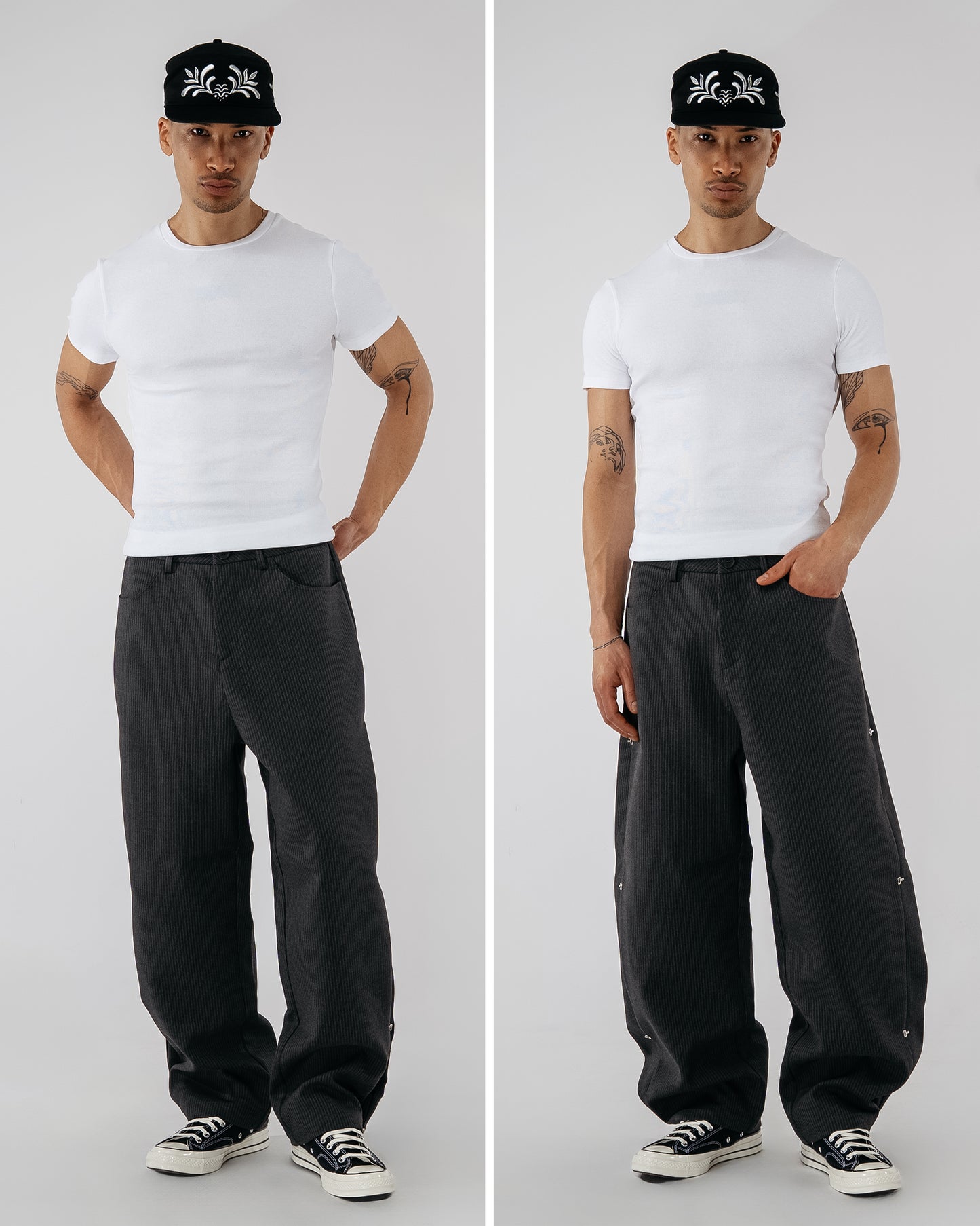 Pinstripe Modular Pants - gray