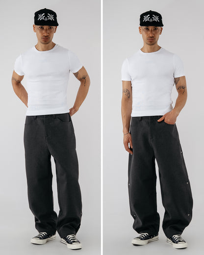 Pinstripe Modular Pants - gray