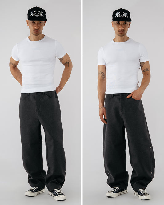 Pinstripe Modular Pants - gray