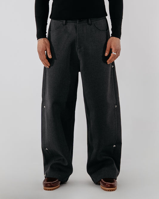 Pinstripe Modular Pants - gray