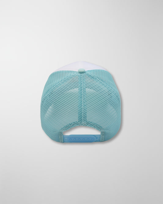 'ONLY LOST ONCE' AQUA TRUCKER CAP