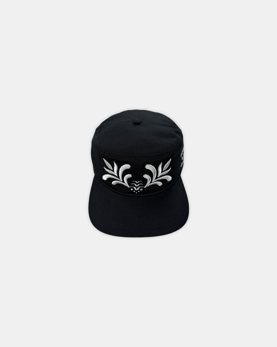'ORNAMENTAL' PILLBOX CAP BLACK