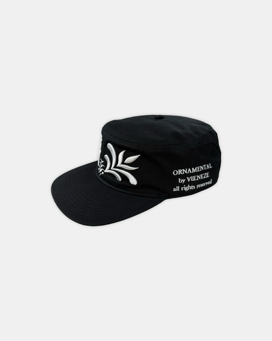 'ORNAMENTAL' PILLBOX CAP BLACK