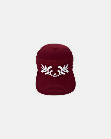 'ORNAMENTAL' PILLBOX CAP BORDEAUX