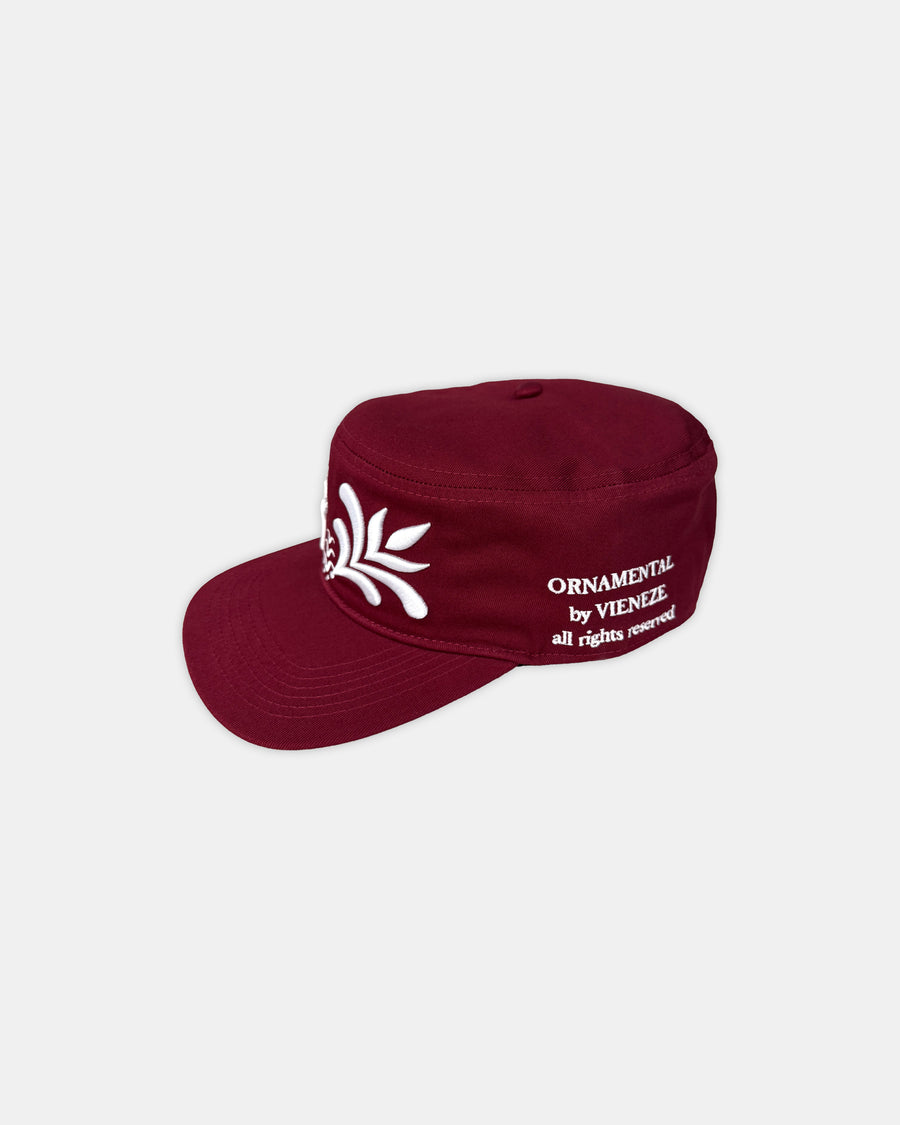 'ORNAMENTAL' PILLBOX CAP BORDEAUX