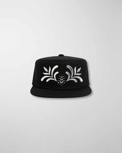 'ORNAMENTAL' PILLBOX CAP BLACK