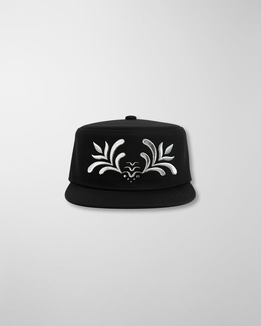 'ORNAMENTAL' PILLBOX CAP BLACK
