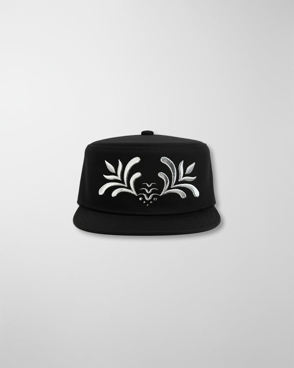 'Ornamental' Pillbox Cap - black