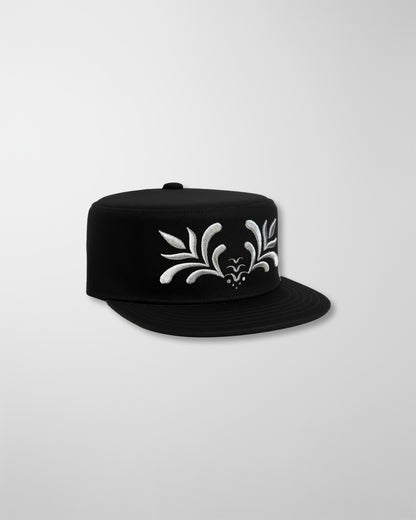 'ORNAMENTAL' PILLBOX CAP BLACK