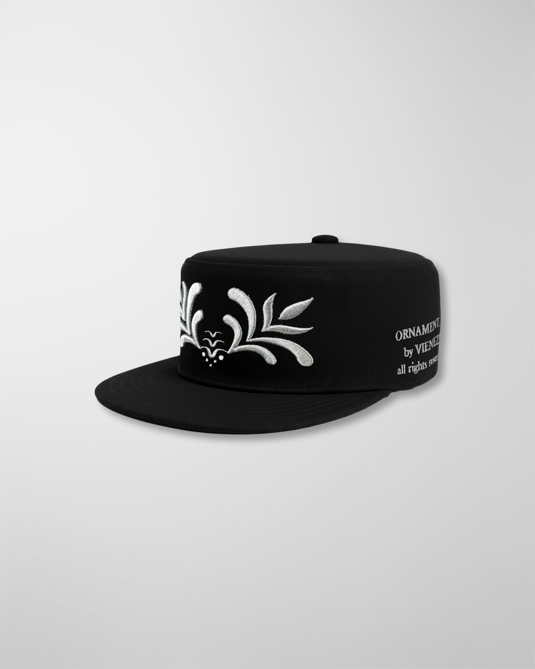 'ORNAMENTAL' PILLBOX CAP BLACK