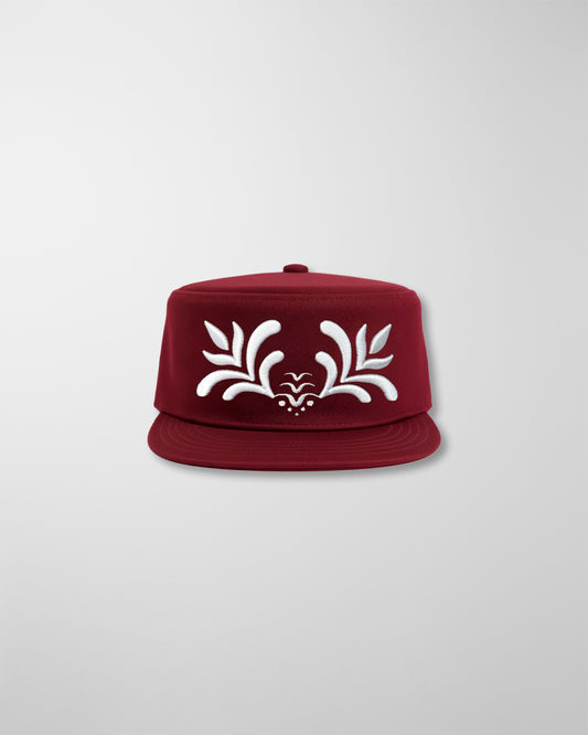 'ORNAMENTAL' PILLBOX CAP BORDEAUX