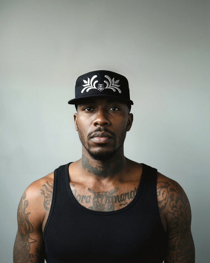 'ORNAMENTAL' PILLBOX CAP BLACK