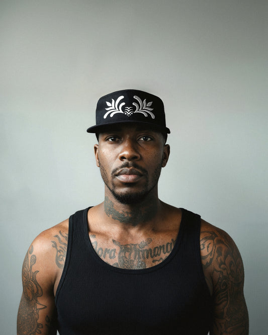 'ORNAMENTAL' PILLBOX CAP BLACK