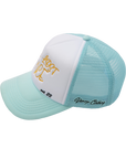 'ONLY LOST ONCE' AQUA TRUCKER CAP